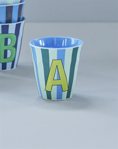 Rice Kids - Mellem Alfabetkop - A - Blå - Stripes
